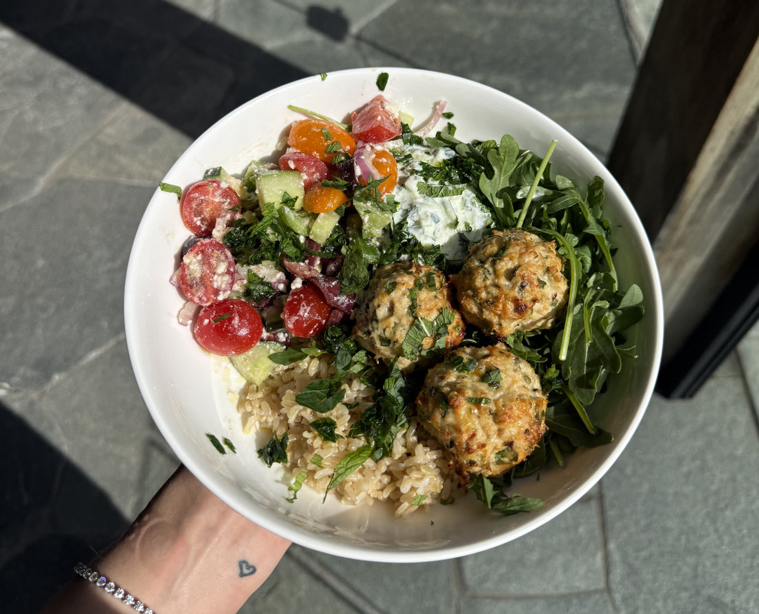 Chicken Meatballs & Greek Salad