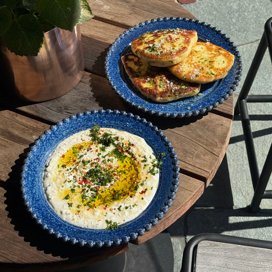 Homemade Pita & Whipped Goats Cheese Feta Dip