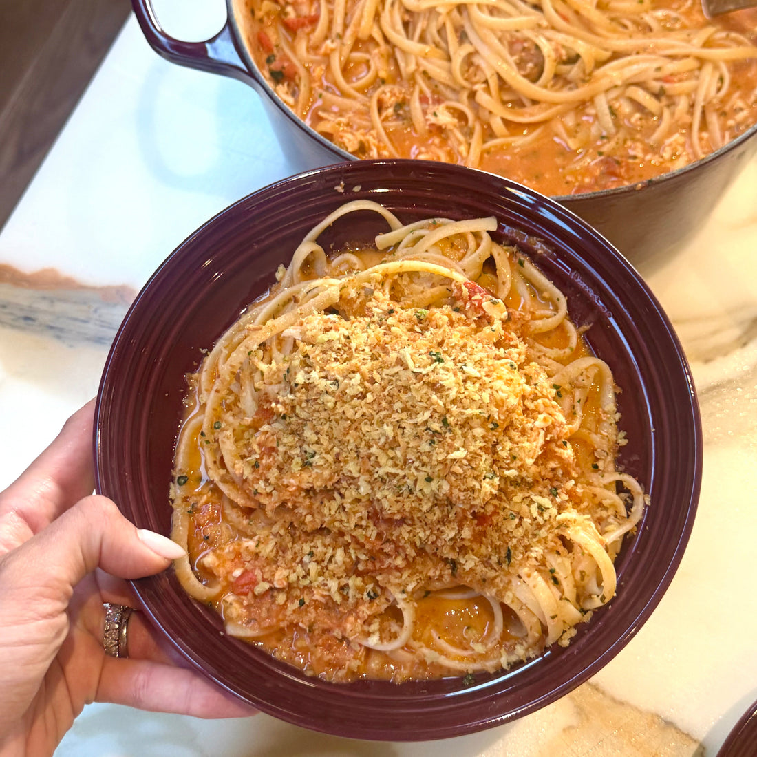 Crab Linguine with Pangrattato