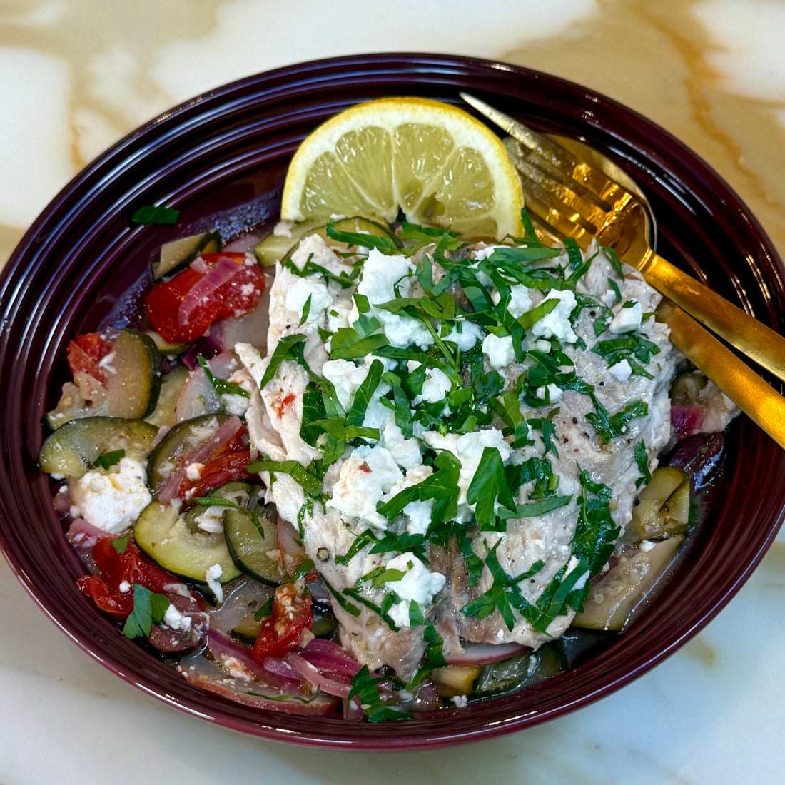 Mediterranean Baked Fish with Veg 