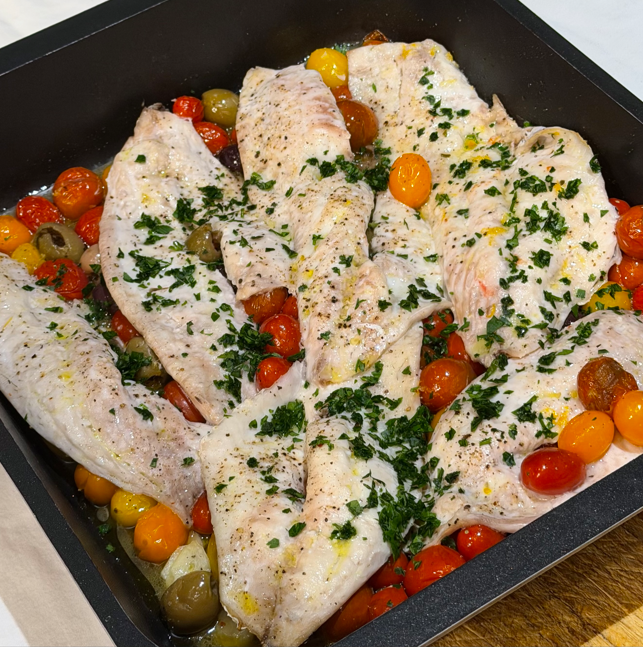 Italian-Style Roasted Snapper with Tomatoes, Olives & Capers