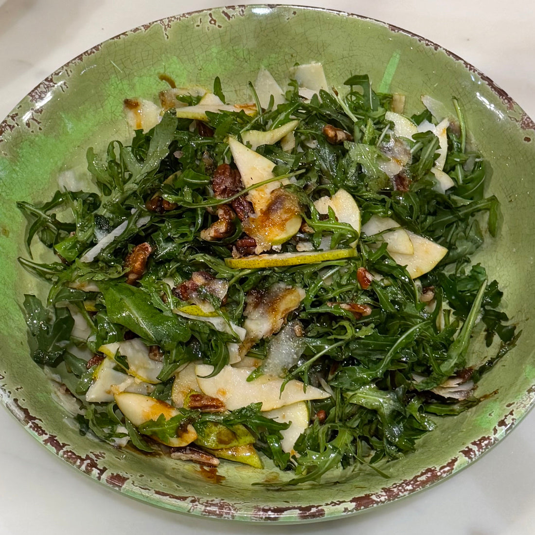 Rocket, Pear & Parmesan Salad with Caramelised Pecans