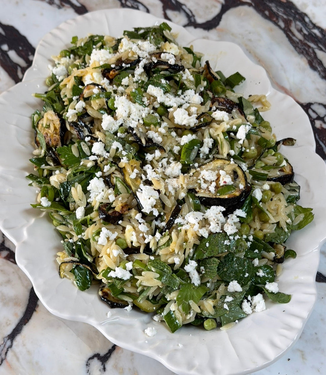 Roast Zucchini, Feta & Herby Orzo Salad
