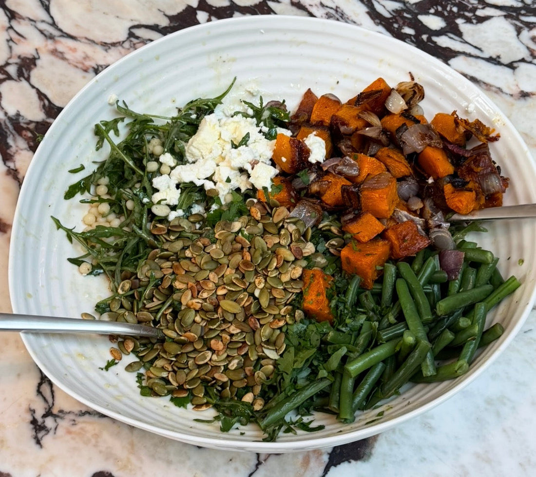 Roasted Pumpkin, Green Bean & Goat’s Cheese Couscous Salad