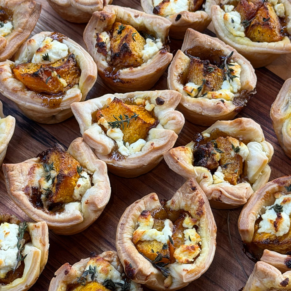Roasted Pumpkin, Caramelised Onion & Goat's Cheese Tarts